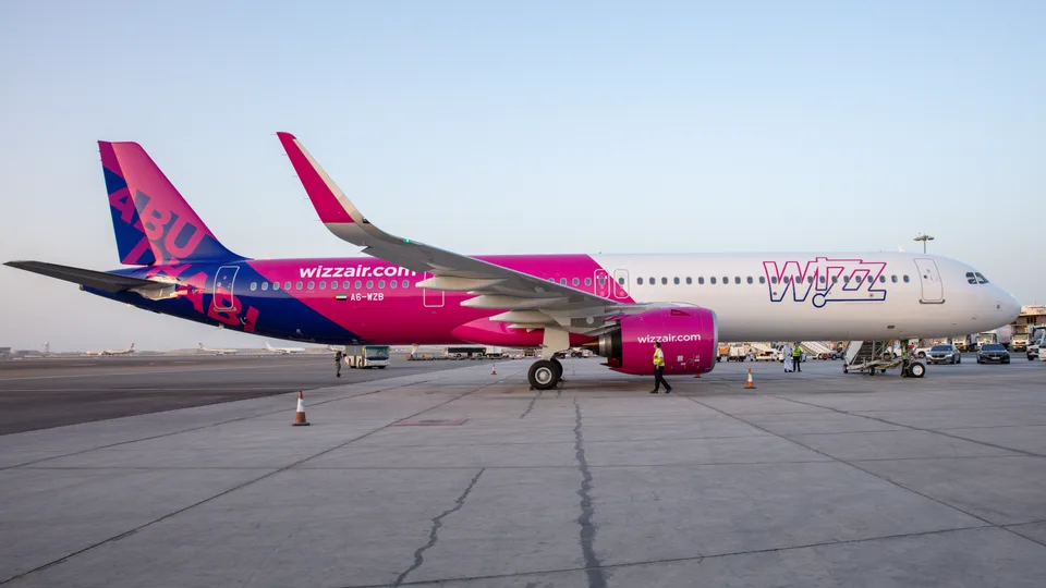 Wizz Air Abu Dhabi Airbus A321neo A6-WZB parked on the apron at Abu Dhabi.