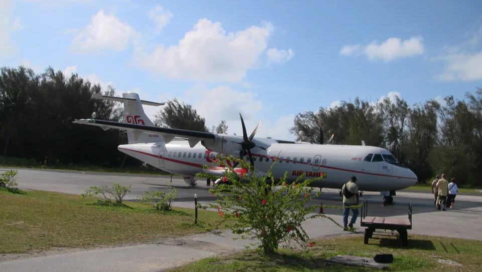 Air Tahiti ATR 72 parked at Bora Bora airport