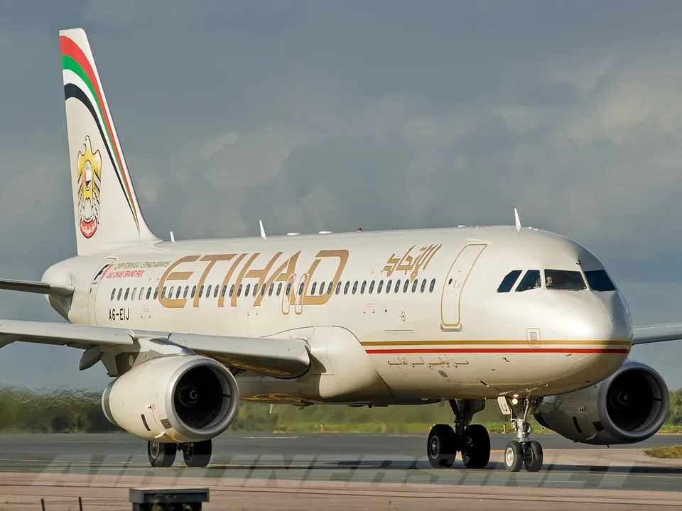 Etihad Airways Airbus A320-232 A6-EIJ taxiing at Moscow Domodedovo.