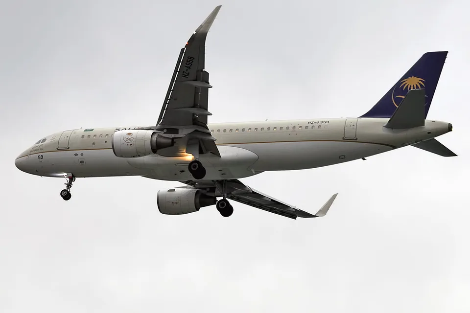 Saudia Airbus A320-214 HZ-AS59 approaching Istanbul Ataturk Airport.