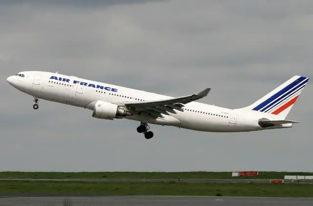 Air France A330 F-GZCP airborne with its landing gear extended, photographed before the accident.