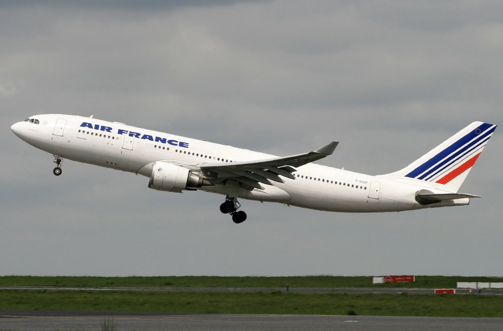 Air France A330 F-GZCP airborne with its landing gear extended, photographed before the accident.