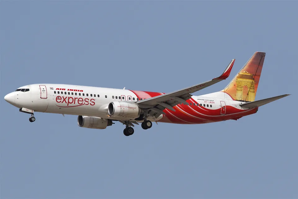 Air India Express Boeing 737 VT-AXH with landing gear extended before the accident.