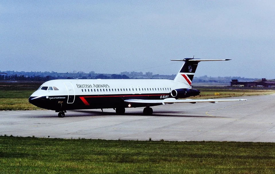 British Airways BAC One-Eleven G-BJRT on the ground at Birmingham.