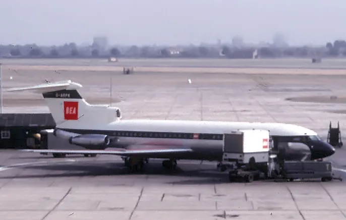 BEA Trident G-ARPE parked at London Heathrow in 1964.