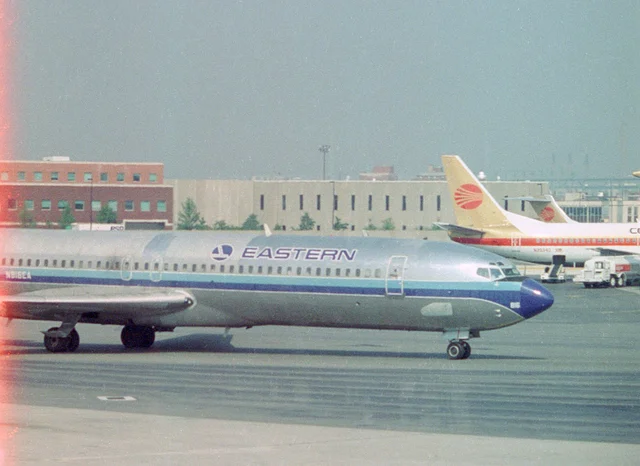 The forward fuselage of Eastern Air Lines Boeing 727-225/Adv N816EA at Boston Logan.