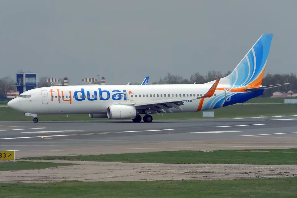 flydubai Boeing 737-800 A6-FER on the ground at Vnukovo in April 2015.